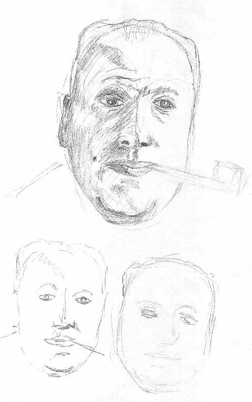 Pencil drawing of Wolfgang Pauli, 1988