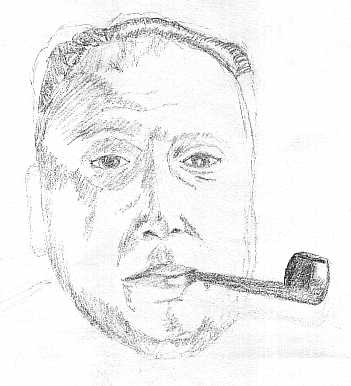 Pencil drawing of Wolfgang Pauli, 1988